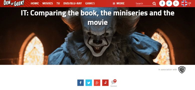 IT Comparing the book, the miniseries and the movie