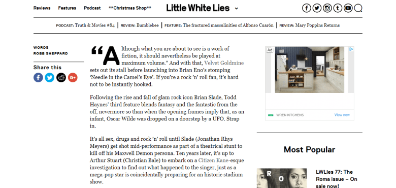 Little White Lies In Praise of Velvet Goldmine