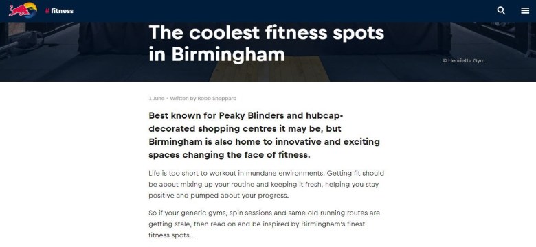 Red Bull Coolest Fitness Spots in Birmingham