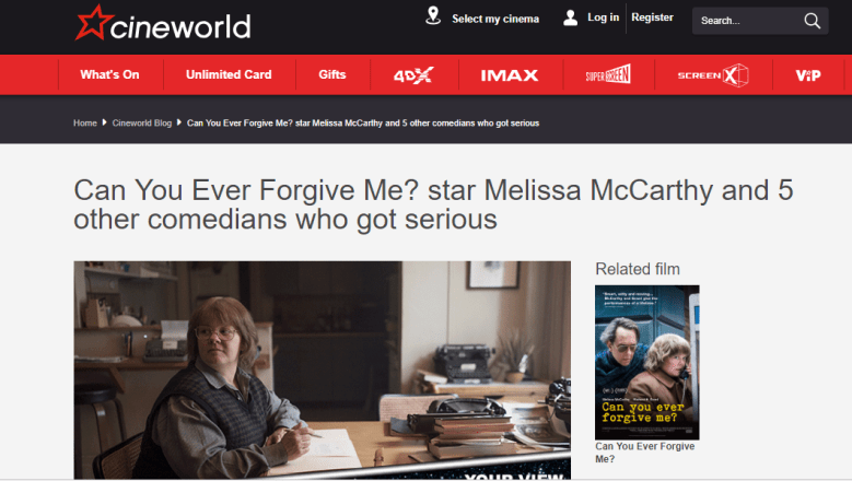 can you ever forgive me cineworld