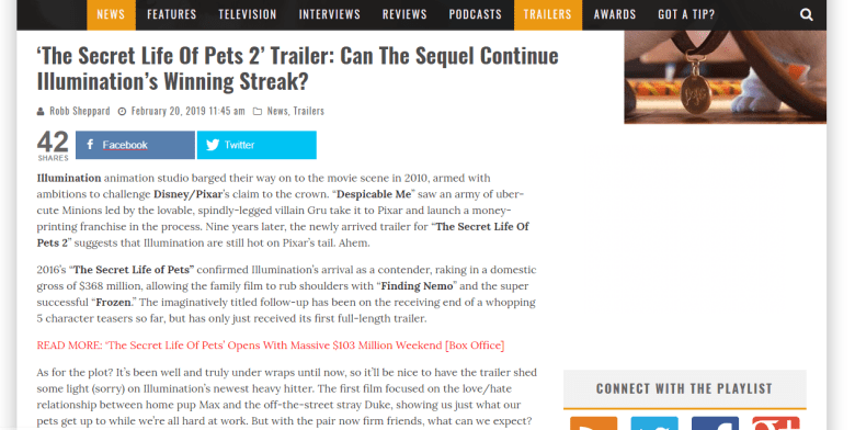 The Playlist Secret Life of Pets 2 Trailer Draft
