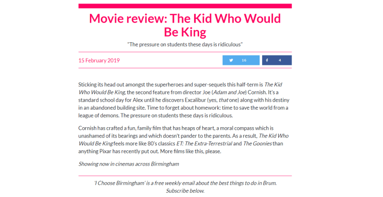 The Kid Who Would Be King Review