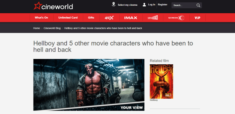 Hellboy to Hell and back Cineworld