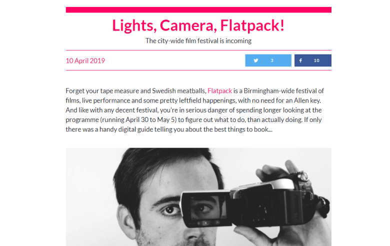 I Choose Birmingham: Lights, Camera, Flatpack