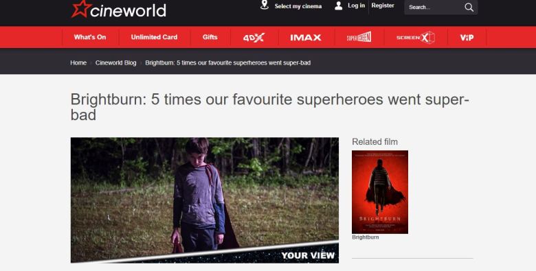Cineworld Brightburn Superheroes superbad screengrab