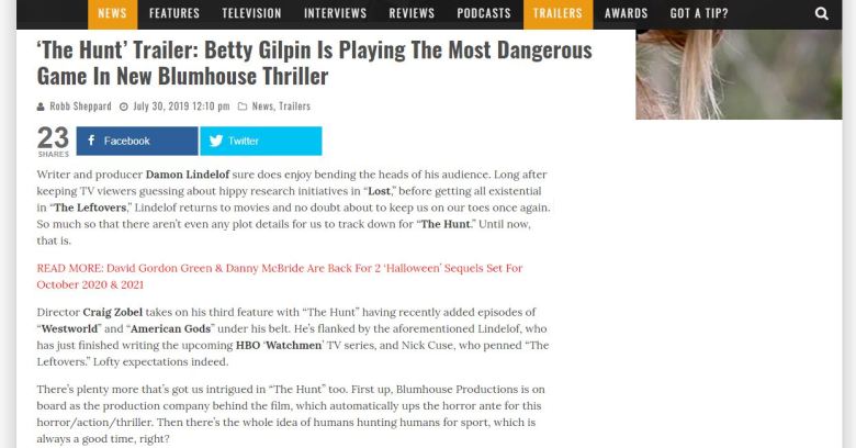 The Playlist The Hunt trailer draft Screengrab