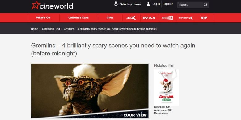 Cineworld - Gremlins 4K Restoration Screengrab